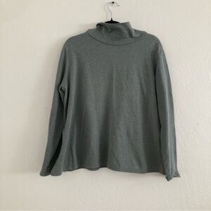 Cut loose Cowl Neck Sweatshirt Green Cotton Blend Travel Casual Lounge Small
